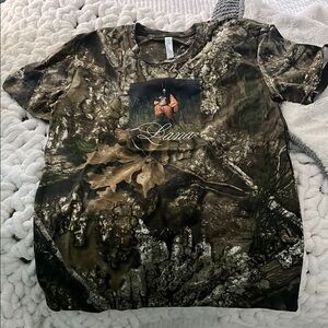 a.n.a Brown Short Sleeve Tee with Rugged Camo Design